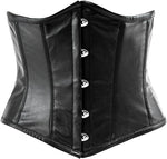 Leather Women's Short Torso Steel Boned Corset Heavy Duty Waist Training Underbust Corset for Truly Defined Curves