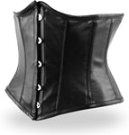 Leather Women's Short Torso Steel Boned Corset Heavy Duty Waist Training Underbust Corset for Truly Defined Curves