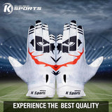 K Sports Football Gloves for Youth and Adult Receiver Sticky Silicone Grip Skin fit Tacky Gloves