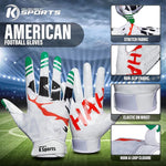 K Sports Football Gloves for Youth and Adult Receiver Sticky Silicone Grip Skin fit Tacky Gloves