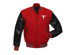 Tesla Varsity Jacket with Sleeves in Pure Leather